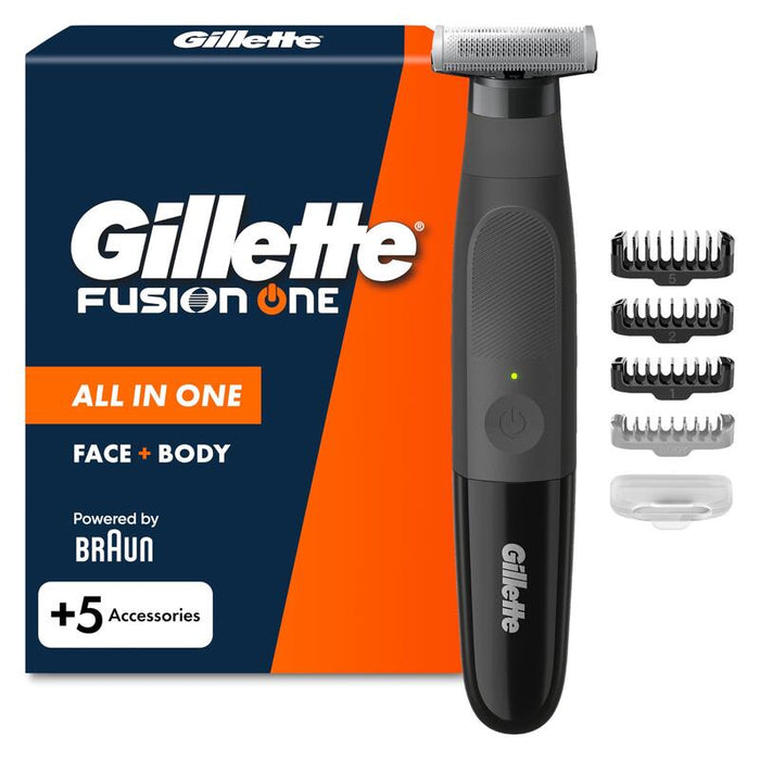 Gillette Fusion One Recortadora De Barba Y Afeitadora Corporal, Negro