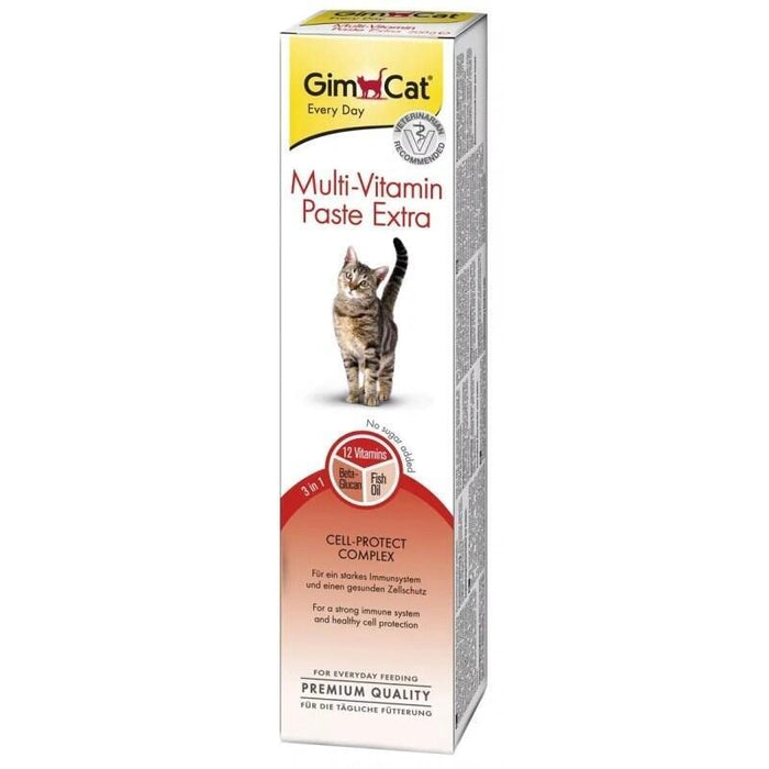 Gimcat Multi-Vitamin Extra, Pasta Multivitaminas - Snack Para Gatos, Con Beta-Glucano Y Omega 3 & 6 Para Una Protección Celular Saludable - 1 Tubo (1 X 200 G)