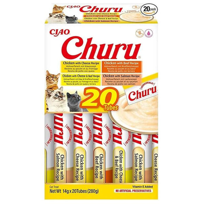 Goma Para Gatos  Inaba Churu Variety Box Chicken And Beef  20 X 14g