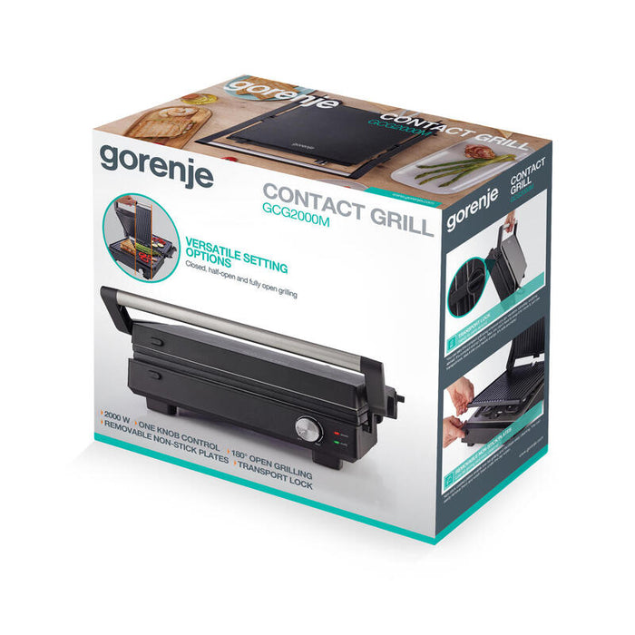 Gorenje Gcg2000m Multifunctional Grill, Removable Non-Stick Plates, Black