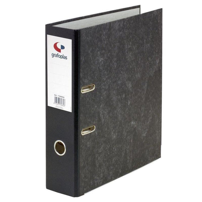Grafoplás Archivador Palanca Ecoclassic 65mm Folio C/Rado Cartón Forrado Jaspeado Gris Plomo