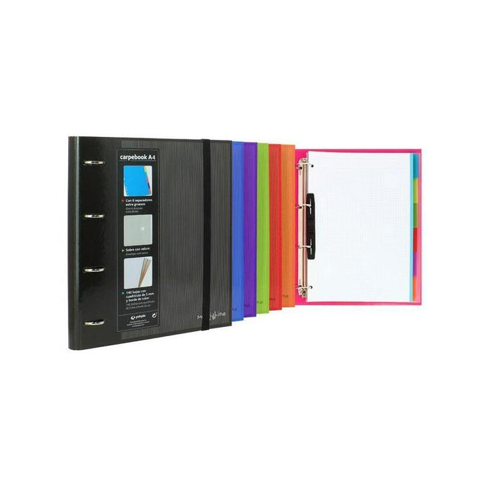 Grafoplás Carpebook Forrado 4 Separadores A4 Multiline Con Recambio Rojo
