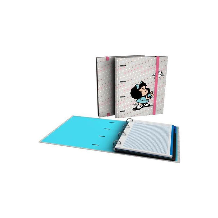 Grafoplás Carpeta Anillas Mixtas 4x35 Carpebook A4 C/Recambio 90h 5x5 90gr Cartón Forrado Mafalda Bird