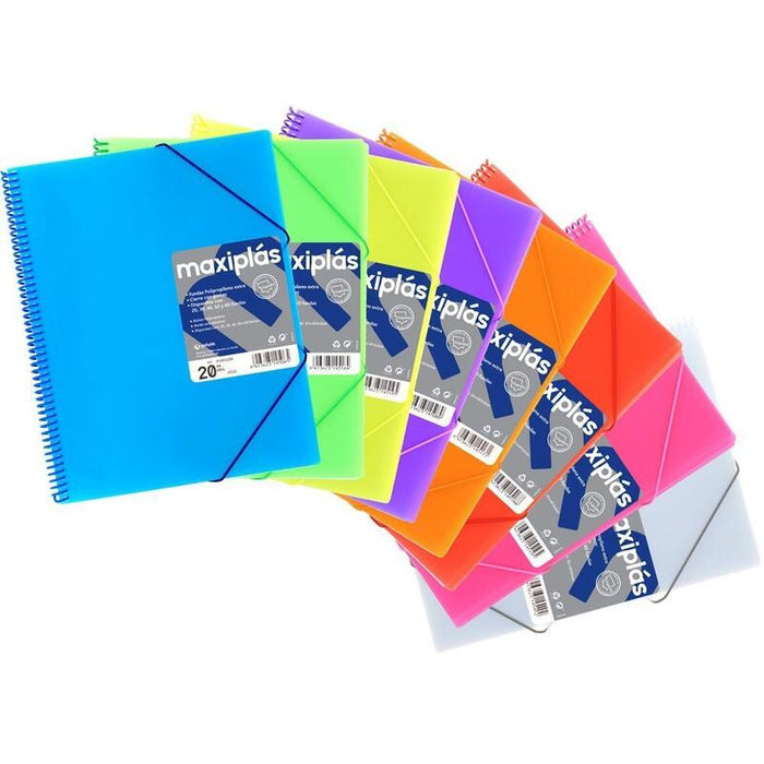 Grafoplás Carpeta Maxiplás En Espiral Con Gomas Con Sobre Contiene 40 Fundas Taladradas A4 Verde