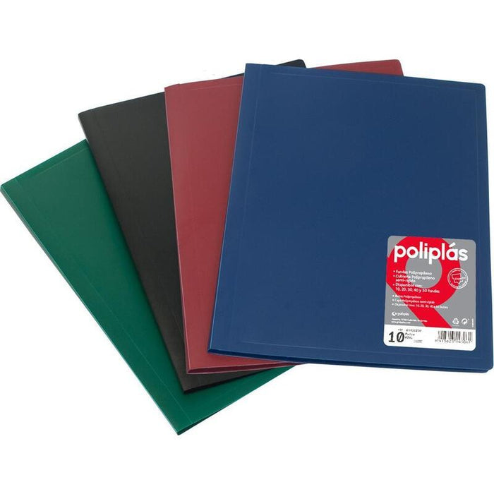 Grafoplás Carpeta Poliplás De Polipropileno Opaco Con 40 Fundas Soldadas Folio Negro