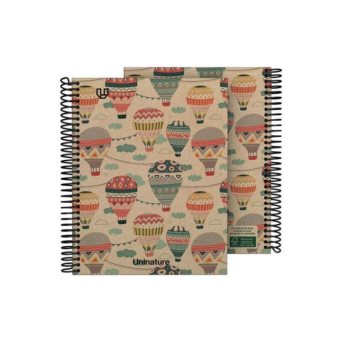 Grafoplás Cuaderno Espiral A5 80h 4x4 90gr Kraft Y Cartón Reciclado Uninature Capadocia