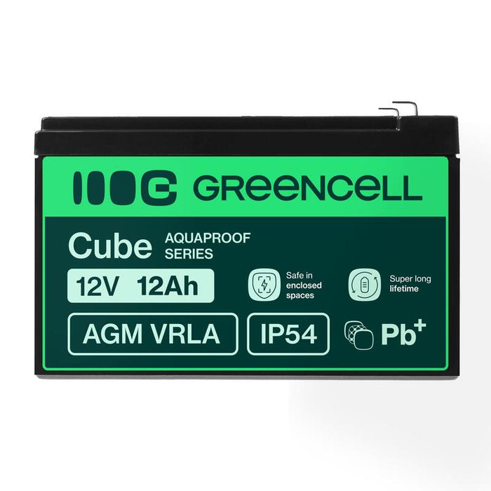 Green Cell Agm12v12ah-J Agm Vrla 12v 12ah Sin Mantenimiento Batería Para Caja Registradora, Juguete, Cámara (152x99x100mm)