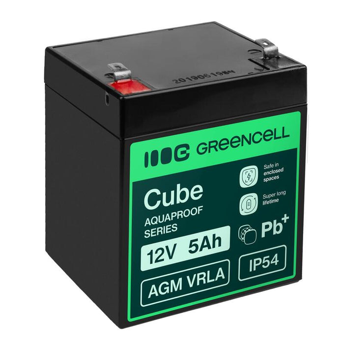 Green Cell Agm12v5ah-J Agm Vrla 12v 5ah Sin Mantenimiento Batería Para Caja Registradora, Juguete, Cámara (91x70x102mm)
