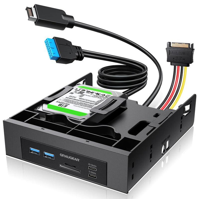 Grisgear Usb-Hub+Kartenleser Frontpanel M. 2,5" Ssd Rahmen