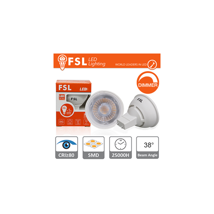 Gu10  Led - 6 5w 4000k 510lm 38° Cri>80 Dimmerabile