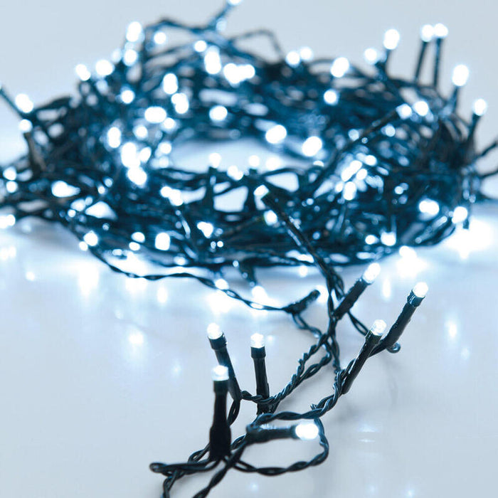 Guirnalda A Pilas Multifuncion 24 Leds Cable Negro Luz Blanco Frio 2,30m