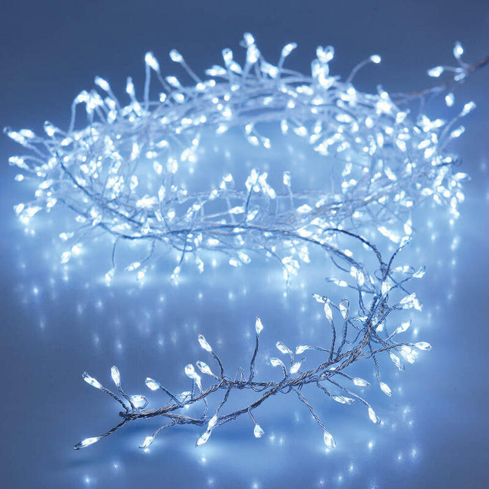 Guirnalda A Pilas Tipo Espino Fija 100 Leds Blanco Frio 1,5m