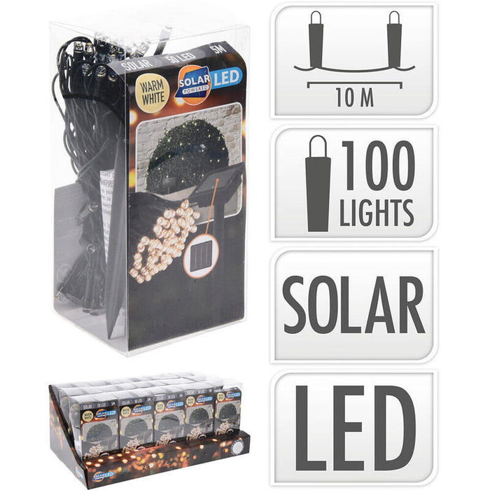 Guirnalda Led, Blanco Calido, Ip44, 50 Leds, Solar, 5m. Basics