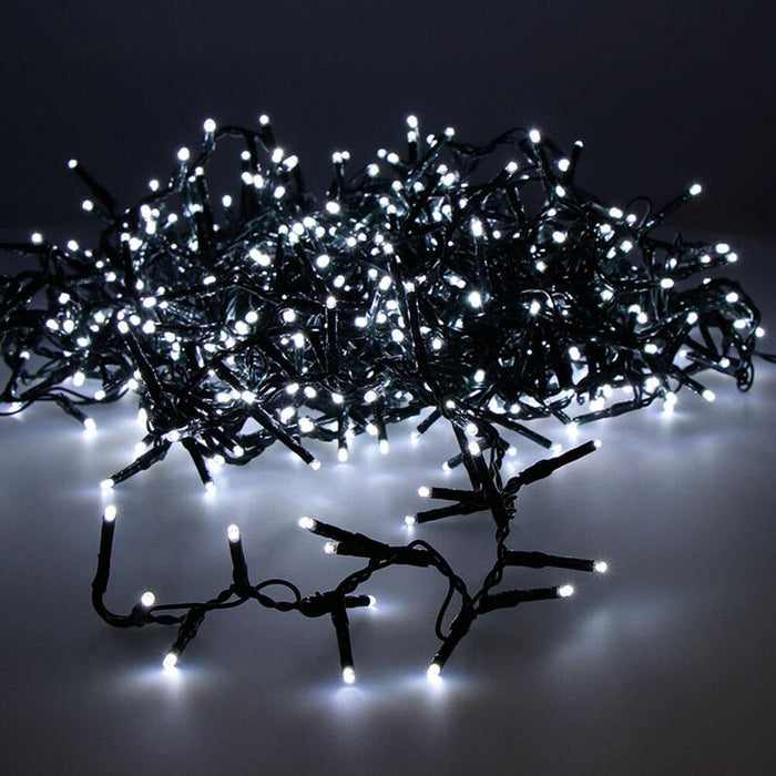 Guirnalda Led Compact Parpadeante Exterior Blanco Frio 16m 500 Leds Cable Verde