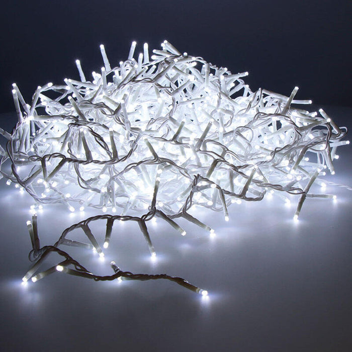 Guirnalda Led Compact Parpadeante Exterior Blanco Frio 750 Leds Cable Blanco 21m