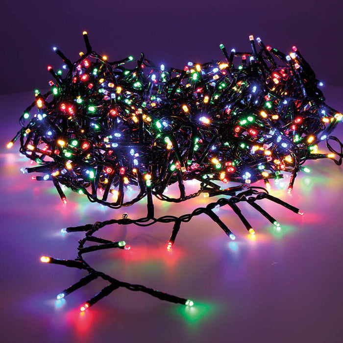 Guirnalda Led Compact Parpadeante Exterior Multicolor 750 Leds Cable Verde 21m