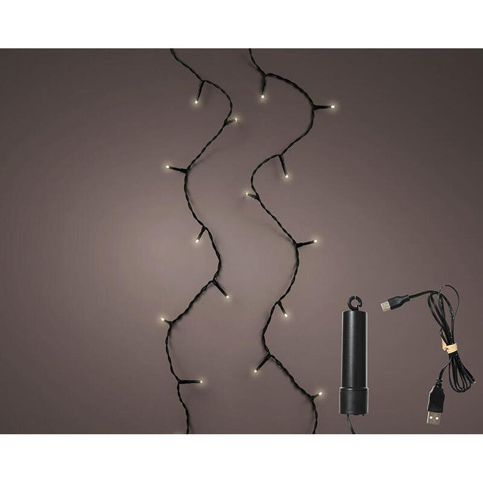 Guirnalda Led Multifunción Exterior Con Bateria 100 Led Luz Cálida Con Cable Negro 7,4 M