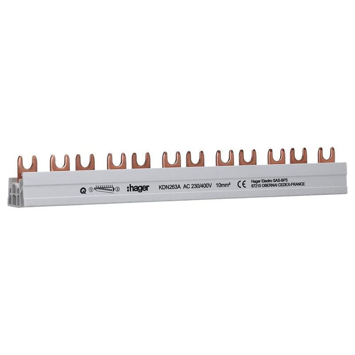 Hager Peine De Conexión 2polos Kdn263a Conexión De Horquilla 10qmm 63a 12 Module