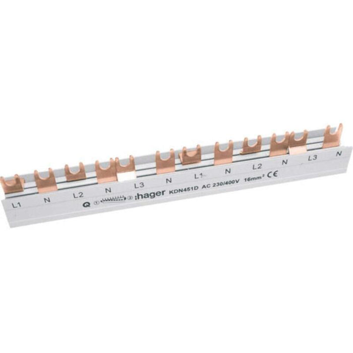 Hager Peine De Conexión 3+N Polos Kdn451d Conexión De Horquilla 16qmm 80a 12 Module