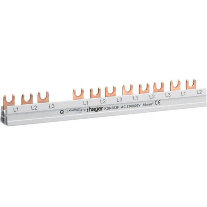 Hager Peine De Conexión 3polos Kdn363f Conexión De Horquilla 10qmm 63a 12 Module