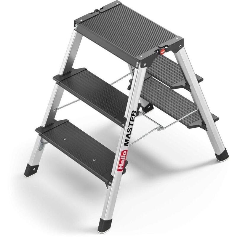 Hailo Master D70 2-3 Steps Double-Sided Folding Ladder — InpexOpcion