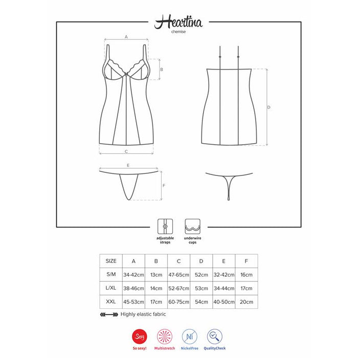 Heartina Chemise Negro Talla (Interno):S/M