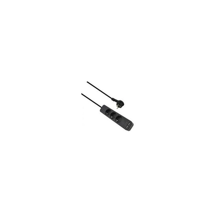 Helos Regleta Advanced, 3 Tomas, Cargador Usb Negro, 1,5m, Con Interruptor