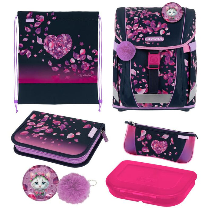 Herlitz Filoactive Xl Plus Blossom Dance - Juego De Mochila Escolar (21 L), Color Negro Y Rosa