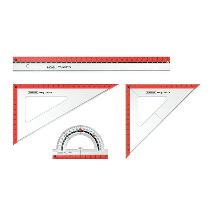 Herlitz Geometrieset 4tlg. Regla,Winkelmesser,2xgeodreieck