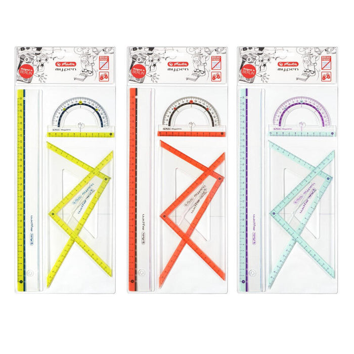 Herlitz Geometrieset 4tlg. Regla,Winkelmesser,2xgeodreieck