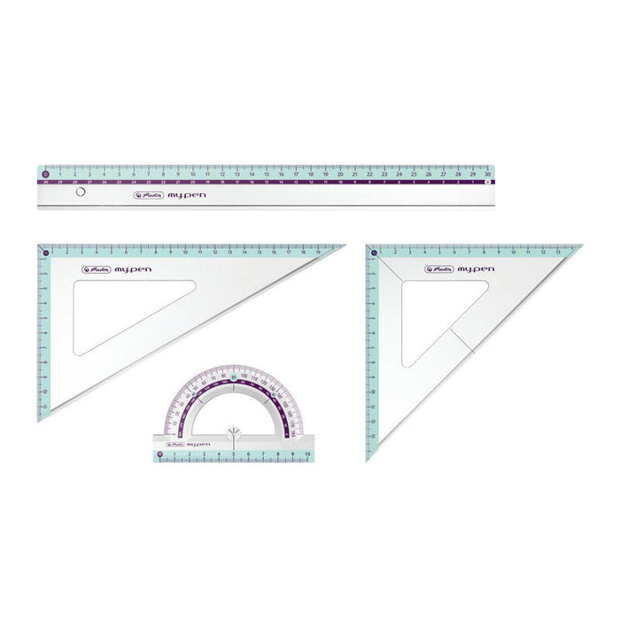 Herlitz Geometrieset 4tlg. Regla,Winkelmesser,2xgeodreieck