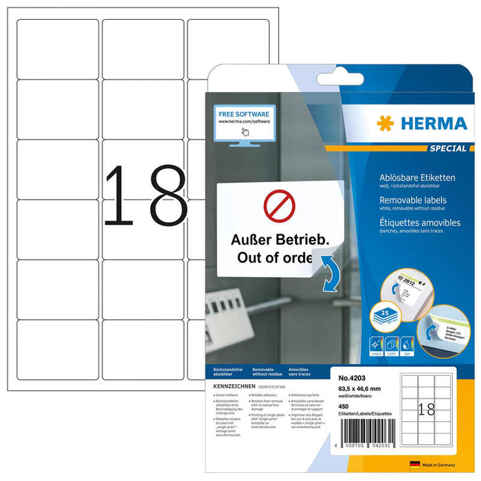 Herma 4203 Etiqueta De Impresora Blanco Etiqueta Para Impresora Autoadhesiva