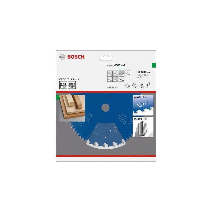 Hoja De Sierra Circular Bosch Professional Expert Wood, Ø 168 Mm, Diámetro 28z De 20 Mm, Para Sierras Circulares Portátiles 2608901873