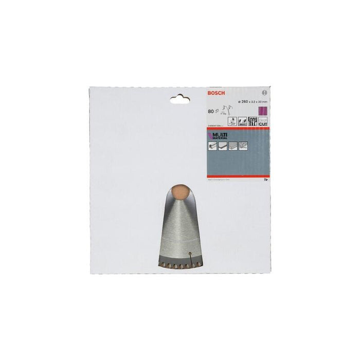 Hoja De Sierra Circular Bosch Professional Multimaterial, Ø 260 Mm, Diámetro 80z De 30 Mm, Para Sierras Tronzadoras E Ingletadoras 2608641204