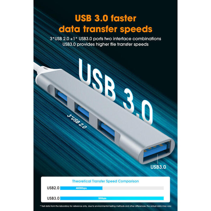 Hub 4 Puertos Usb 3.0 A 4x Usb 3.0 De Alta Velocidad Plata