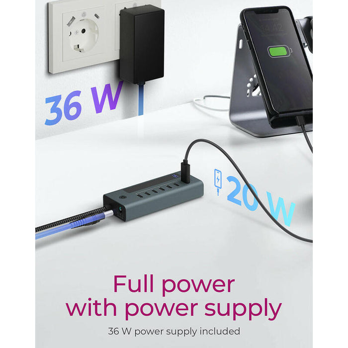 Hub 7-Port Icybox Hub Usb 3.2 Gen 2 Type-C Retail