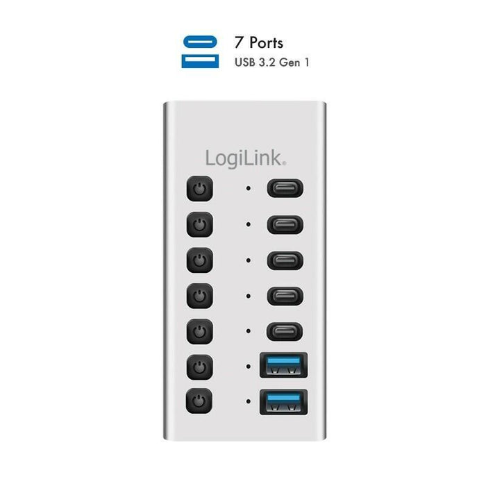 Hub 7xusb-A/C Z Przelacznikiem On/Off