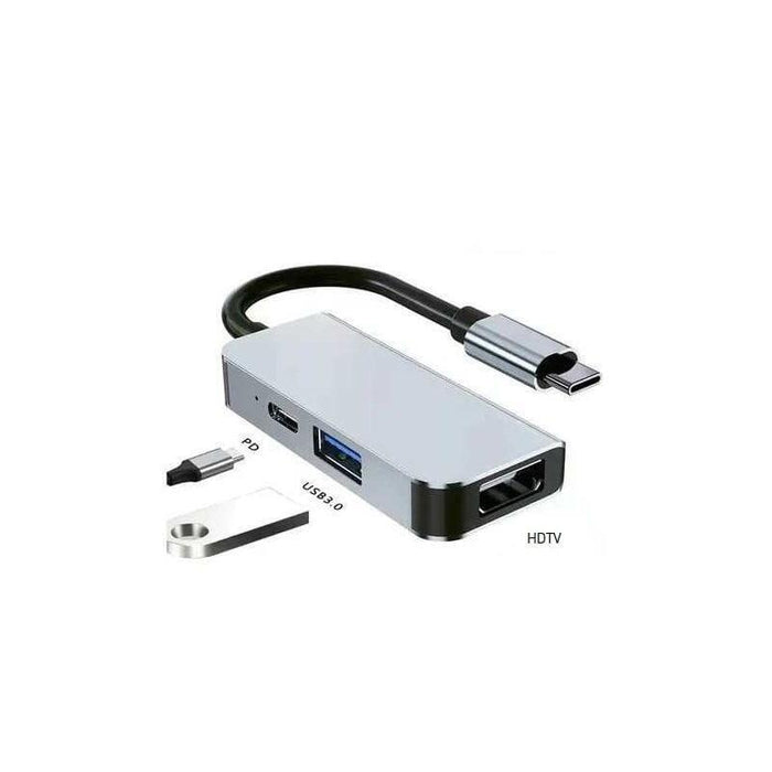 Hub Usb Byl 2122  3 En 1 Usb Tipo C/Hdmi+Usb 3.0 +Usb Tipo C Plata