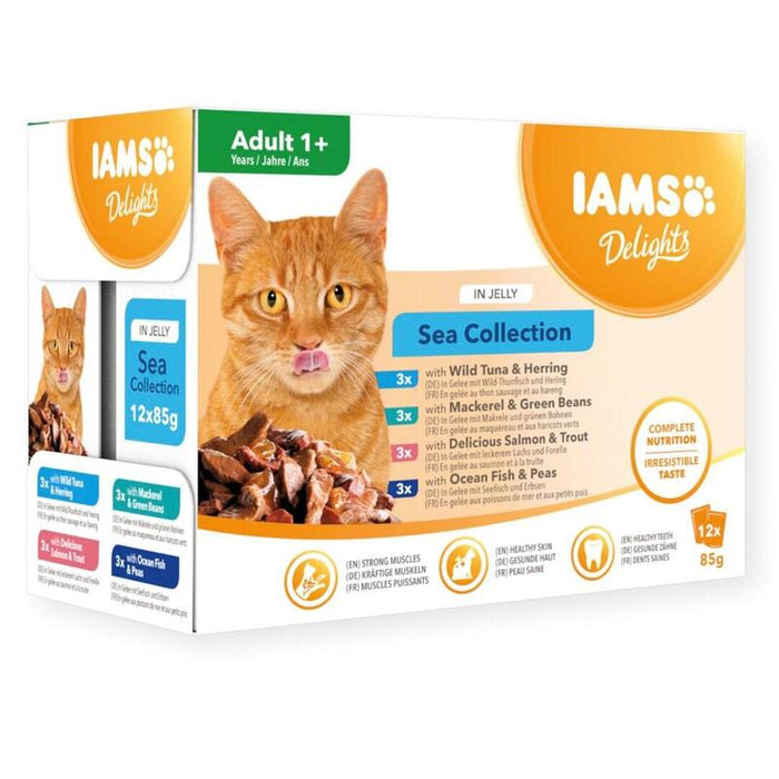 Iams Delights Adult Sea In Jelly Box  Comida Húmeda Para Gato  12x85g