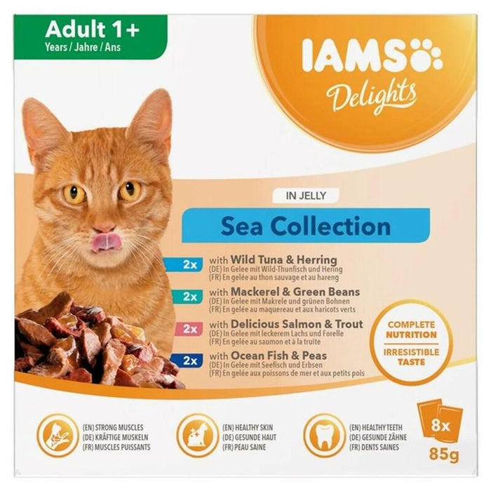 Iams Delights Adult Sea In Jelly Box  Comida Húmeda Para Gato  8x85g