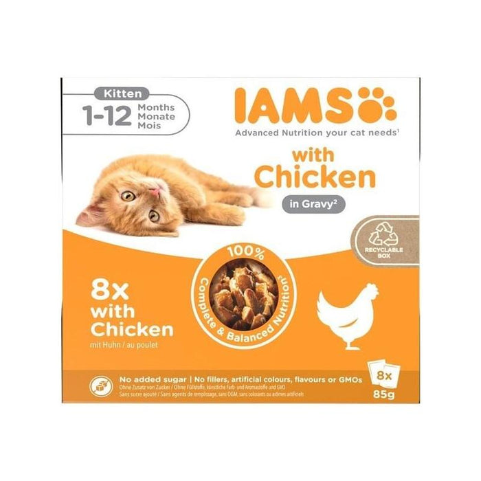 Iams Delights Kitten In Gravy Box  Comida Húmeda Para Gato  8x85g