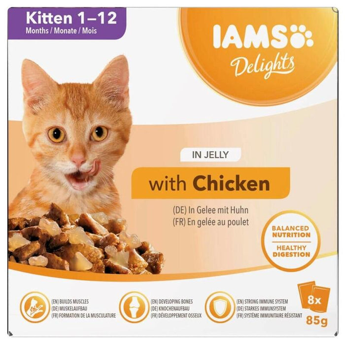 Iams Delights Kitten In Jelly Box  Comida Húmeda Para Gato  8x85g