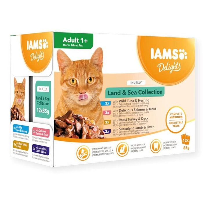 Iams Delights Land & Sea Collection In Jelly Box  Comida Húmeda Para Gato  12x85g