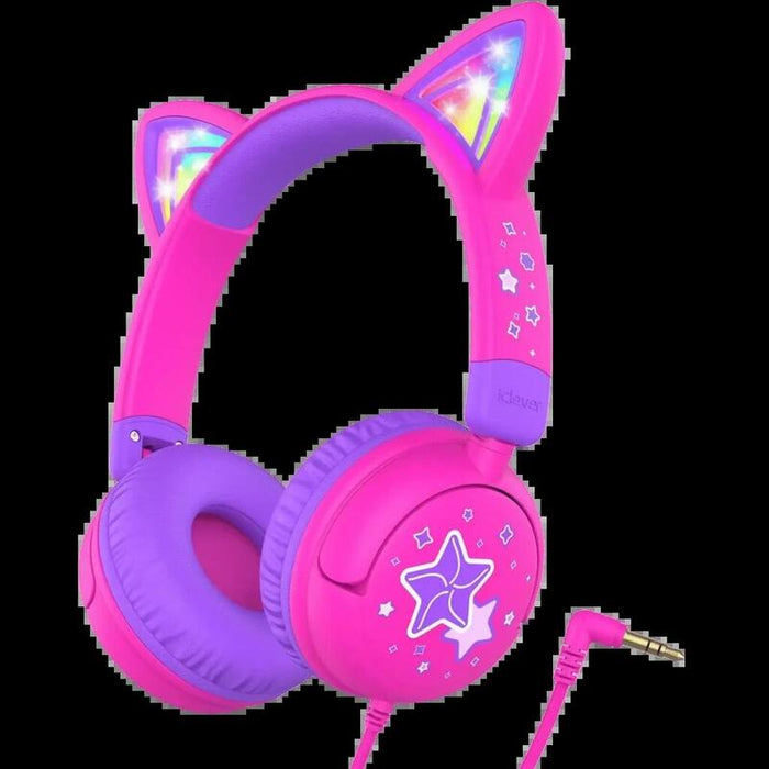 Iclever Wired Kids Headphones Cat Ear, Hs25, Hot Pink