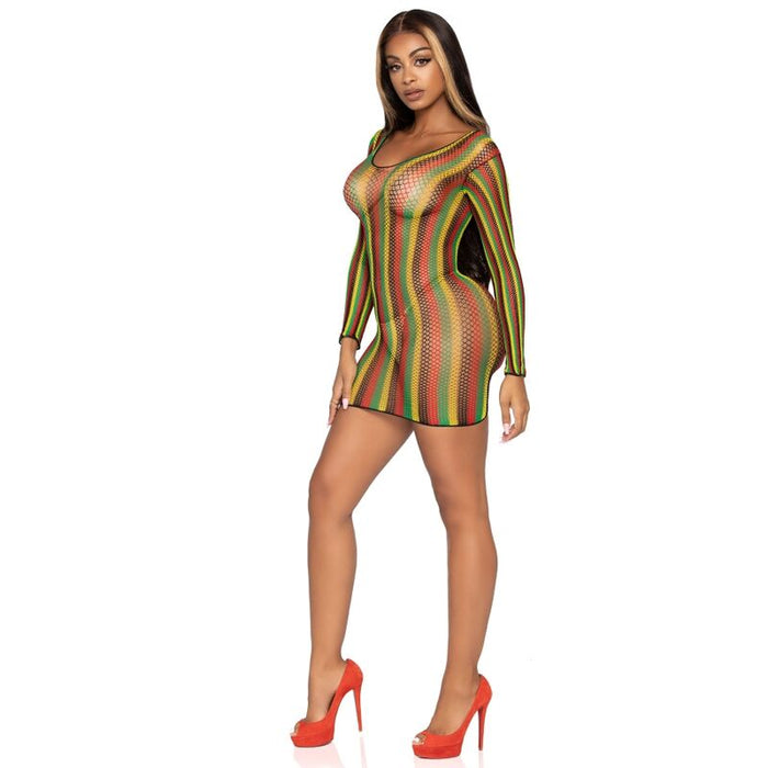 Leg Avenue - Minivestido De Red Rastas Talla Unica
