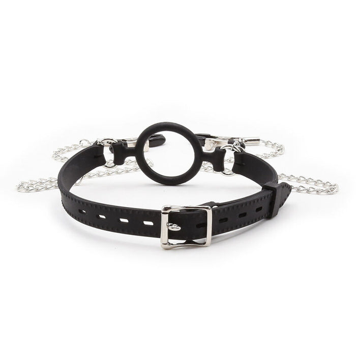Ohmama Fetish - Mordaza De Anilla Con Cadenas Y Pinzas Pezones