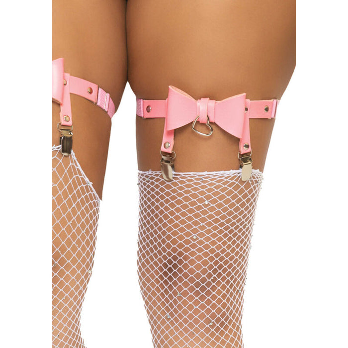 Leg Avenue Liguero Alto De Cuero Vegano Talla Única - Rosa