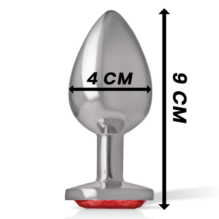 Intense - Plug Anal Metal Aluminio Con Cristal Rojo Talla L