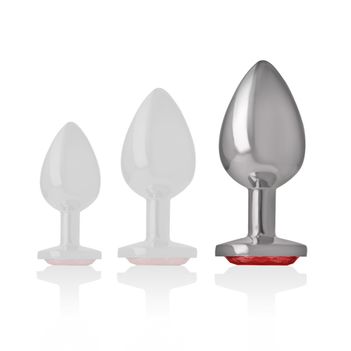 Intense - Plug Anal Metal Aluminio Con Cristal Rojo Talla L
