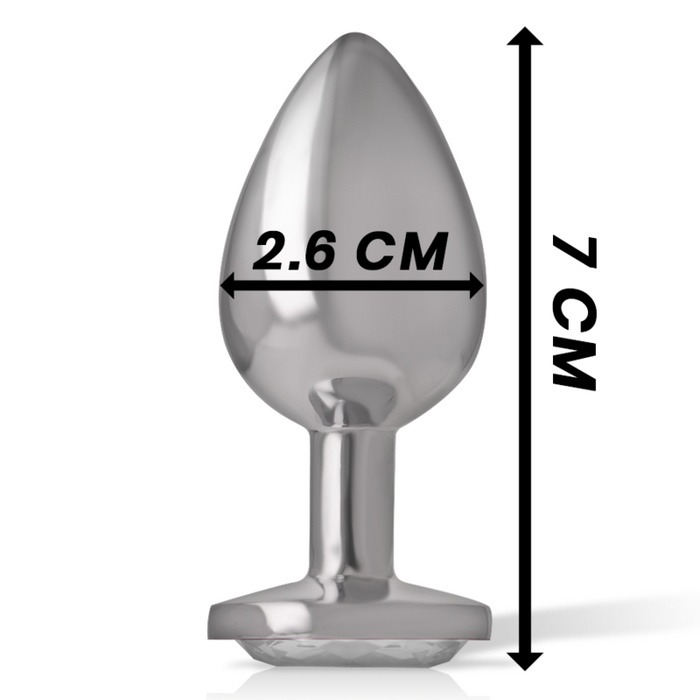 Intense - Plug Anal Metal Aluminio Con Cristal Plata Talla S